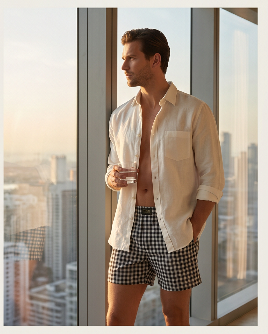 TENDI Blue Stripe Cotton Boxer Underwear