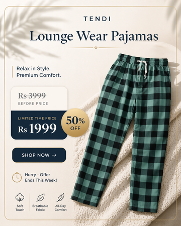 TENDI Classic Cotton Pajama Pants – Green Plaid | Weekly Deal