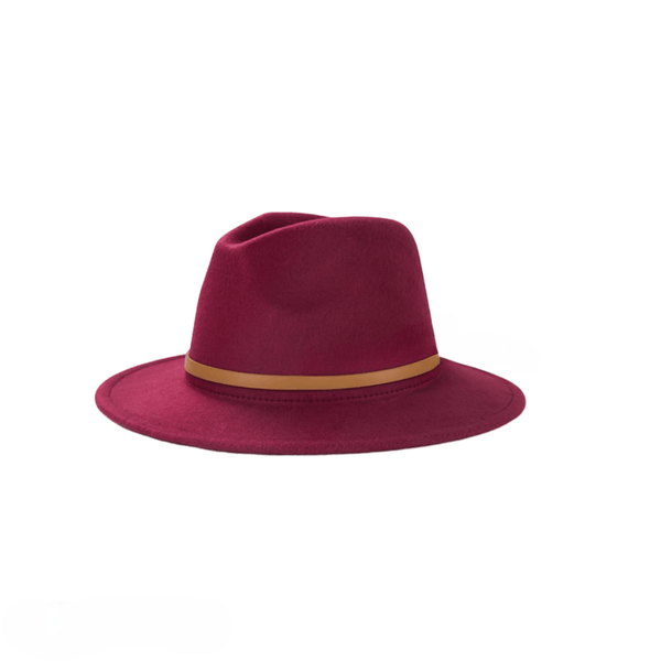 Wool Felt Fedora Hat Maroon | Gentlemen Hat for Men & Women - Tendi