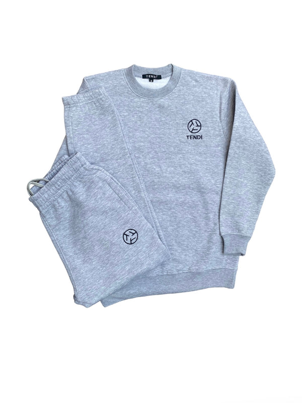 Grey Fleece Sweat Set | Sweat Shirt + Sweat Trouser | Winter - Tendi
