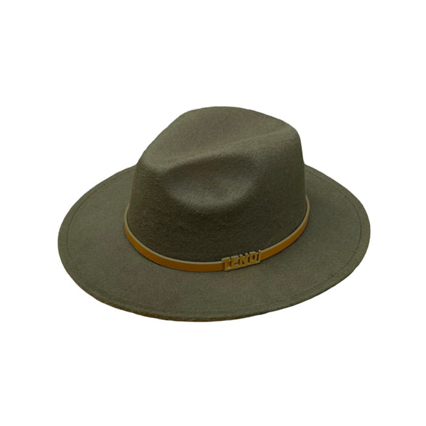 Tendi Wool Felt Fedora Hat Green - Gentlemen Hat for Men & Women - With TENDI Logo - Tendi