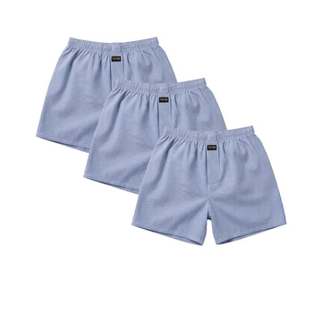 TENDI The Oxford Trio – 100% Cotton Blue Stripe Boxers (3-Pack)