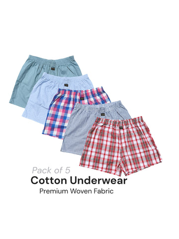 Cotton Boxer Underwear 5-Pack | Random Colors