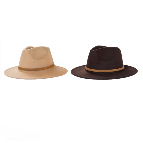Wool Felt Fedora Hat Pack of 2 Beige & Brown - Gentlemen Hat for Men & Women - Tendi