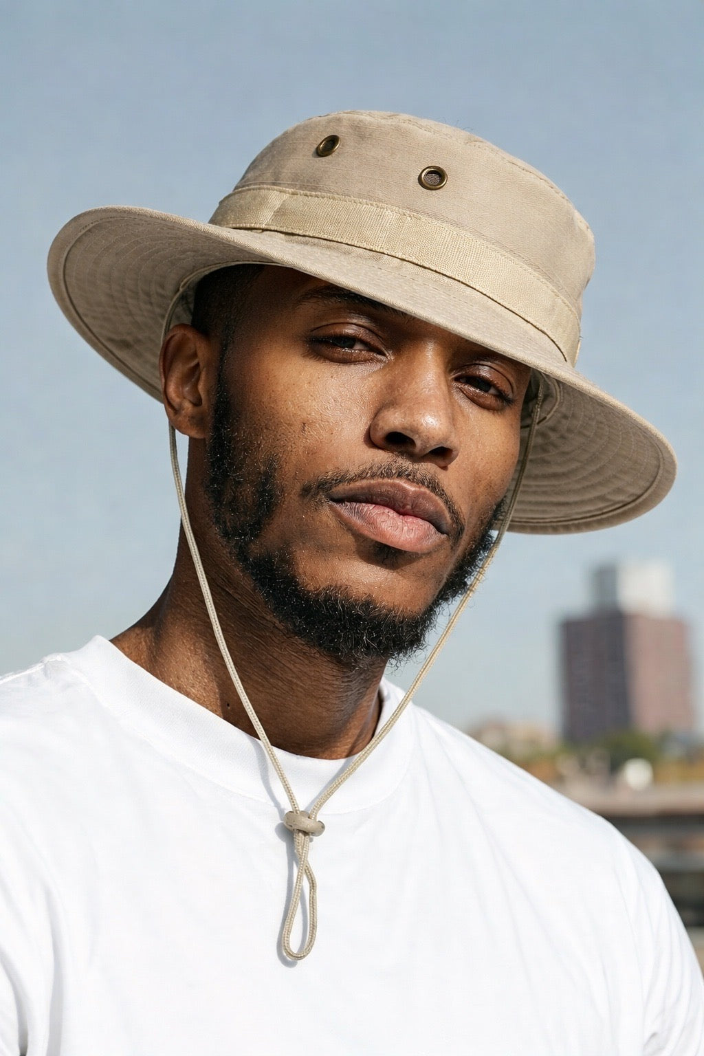 Beige Floppy Hat For Men & Women | Outdoor Sun Protection | Boonie Hat | Minor Rust Stain | Discounted Price