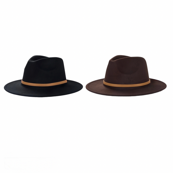 Wool Felt Fedora Hat Pack of 2 Black & Brown - Gentlemen Hat for Men & Women - Tendi