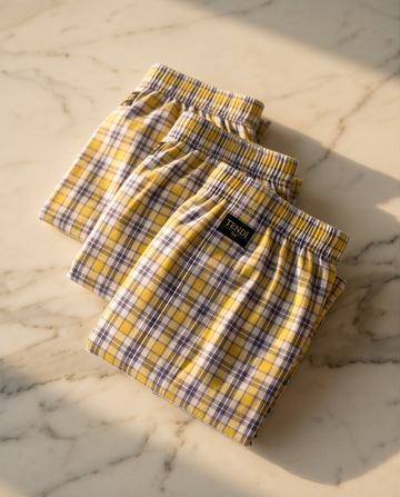 Yellow Checkered Cotton Boxer
 Underwear 3-Pack