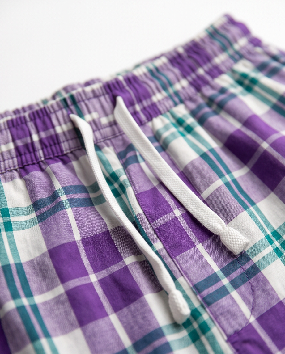 TENDI Cotton Lounge Pajama Pants – Plum Plaid