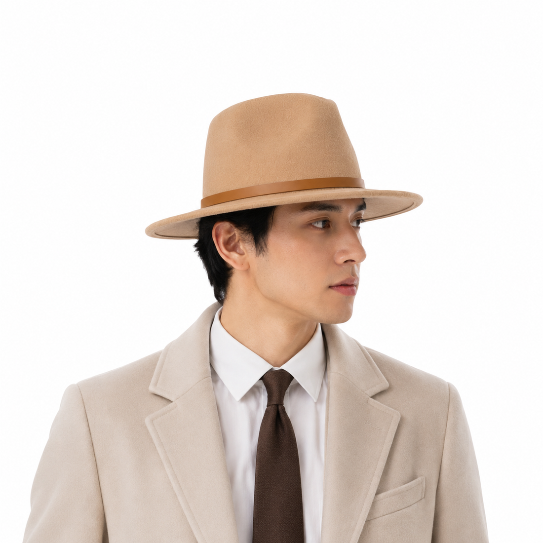 Beige Wool Felt Fedora Hat | Unisex
