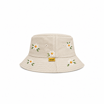 Daisy Bloom Beige Bucket Hat | Hand Painted