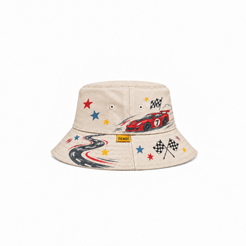 Speed Racer Bucket Hat for Boys | Hand Painted Racing Car Design