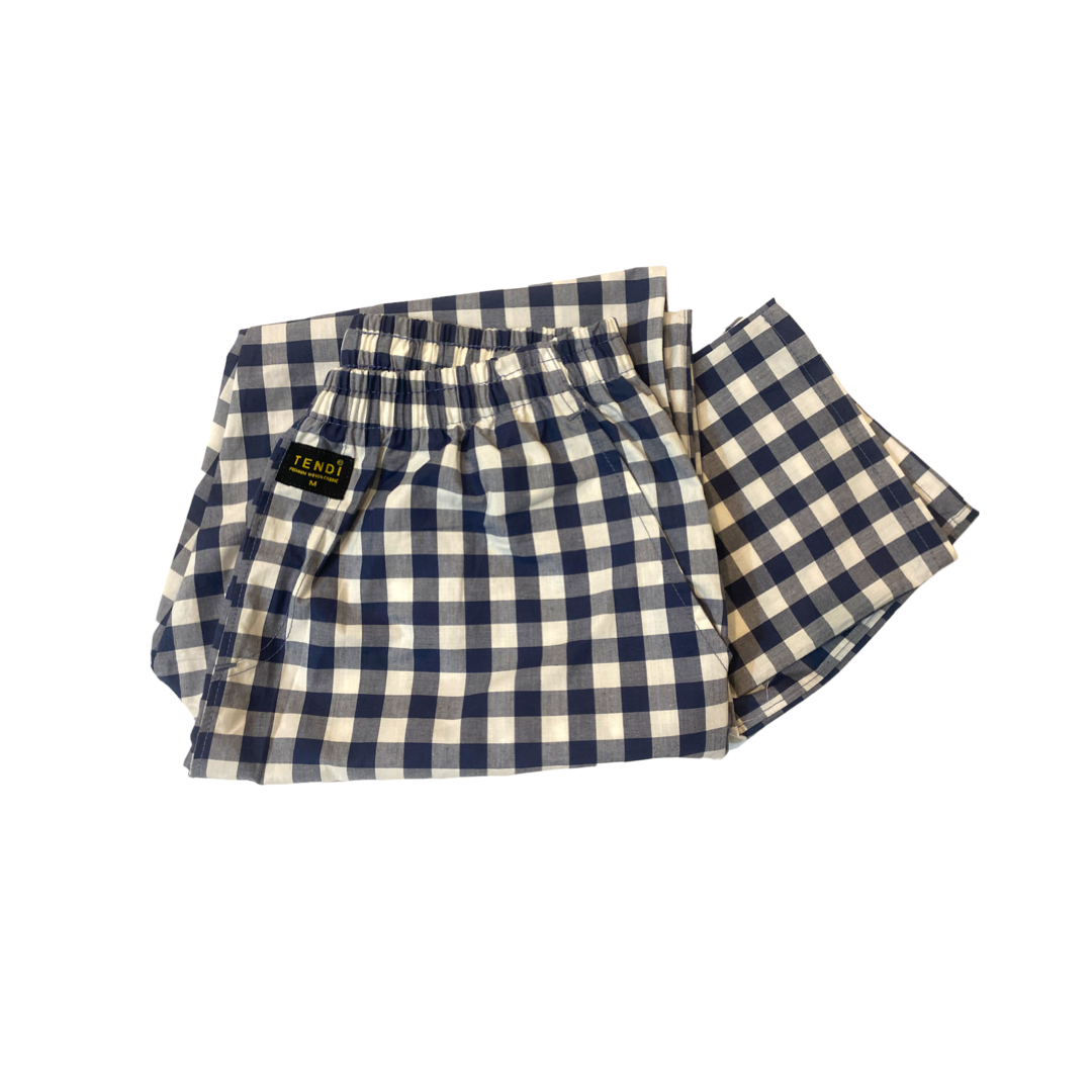 Tendi Unisex Ultra Comfort Cotton Pajama - Navy Blue Check - Tendi