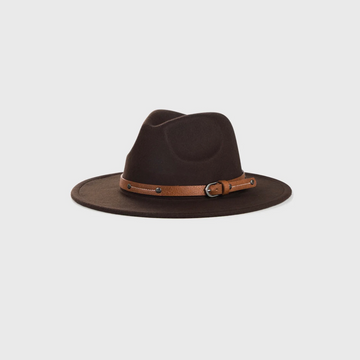 Tendi Wool Felt Fedora Hat Dark Brown - Gentlemen Hat for Men & Women - For Indoor Outdoor Parties - Tendi