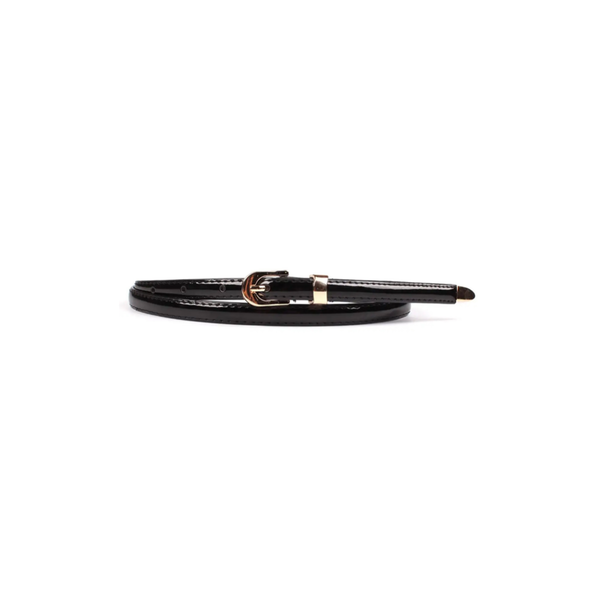 Black Thin Leather Belt For Women - Tendi