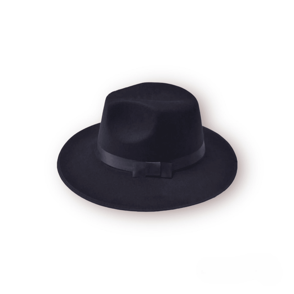 Tendi Classic Wool Felt Fedora Hat Black - Ribon | Gentlemen Hat Jazz Hat for Men & Women - For Indoor Outdoor Parties - Tendi