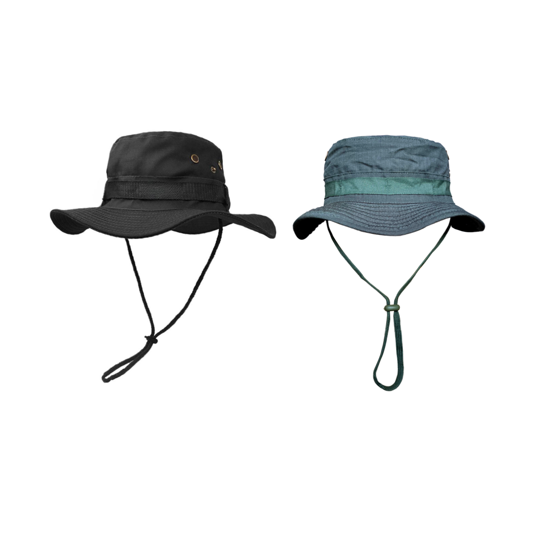 Tendi Classic Unisex Floppy Hat Green & Black | Sun Protection Hat | Pack of 2 - Tendi