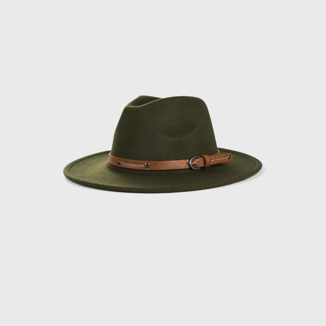 Tendi Unisex Felt Fedora Hat Green - Gentlemen Hat for Men & Women - For Indoor Outdoor Parties - Tendi