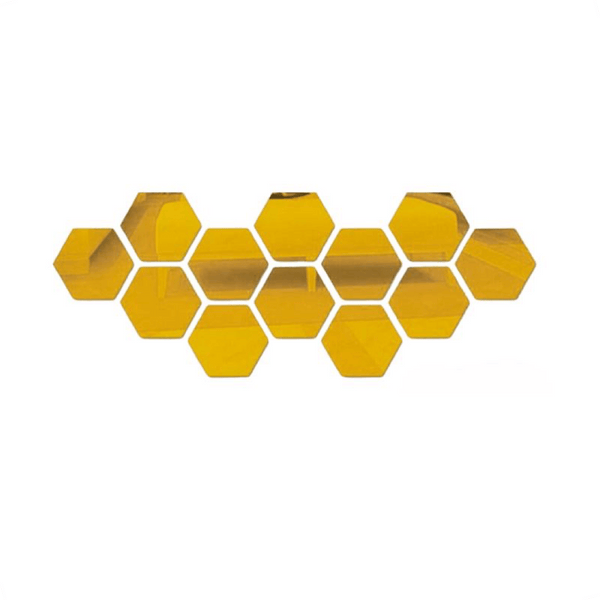 Hexagon Acrylic Golden Mirror Wall Decor | DIY Wall Art | Pack of 12 - Tendi